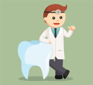 cartoon dentist beside tooth