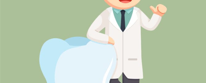 cartoon dentist beside tooth