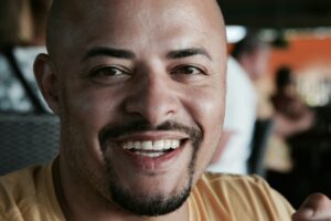 close up of man smiling after oral surgery